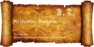 Milhofer Kadosa névjegykártya